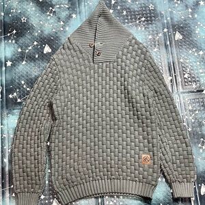 Men's Knitted Cardigan with Button Collar